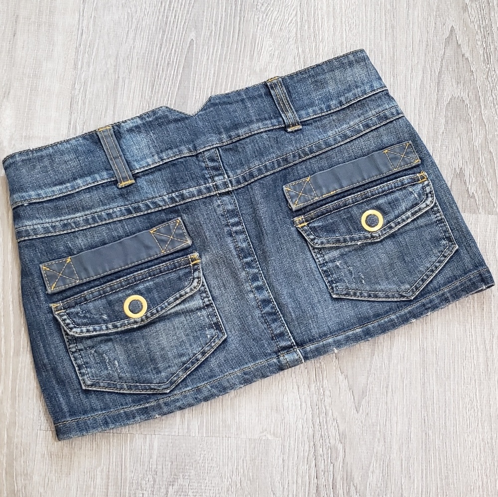 TRF Denim Rules Blue Jean Mini Industrial Skirt
